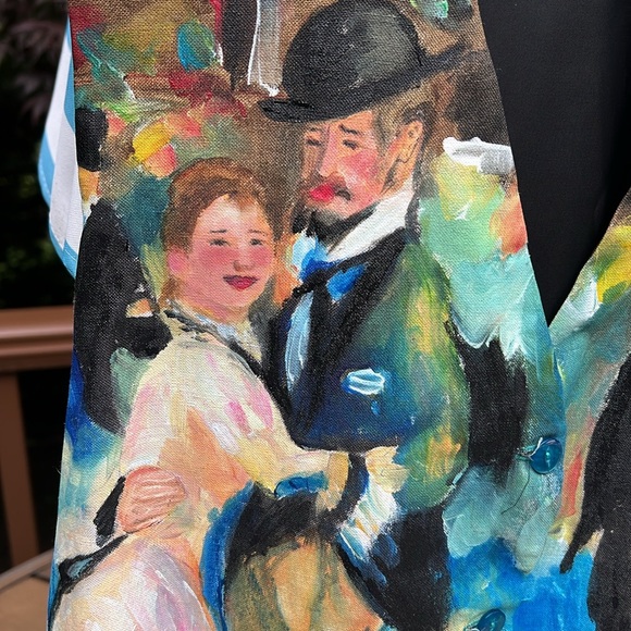 Unisex hand painted vest, adjustable. Will fit large to XL. 4 buttons in blue. - Picture 4 of 10